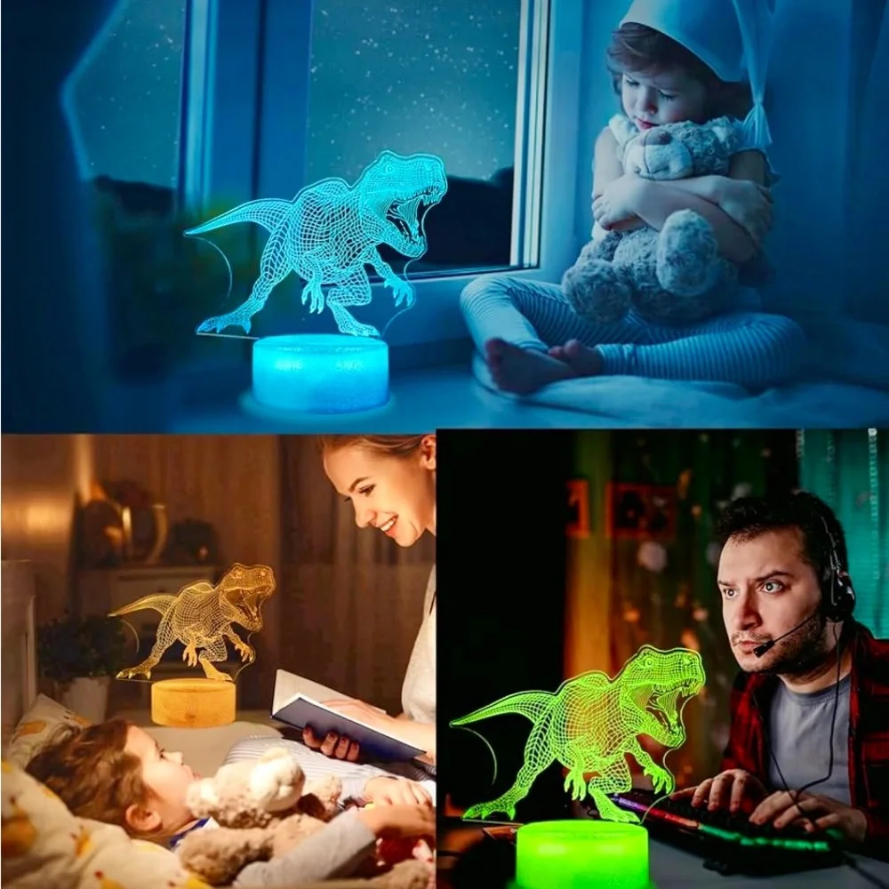 3D Dinosaur LED Night Light - Blue